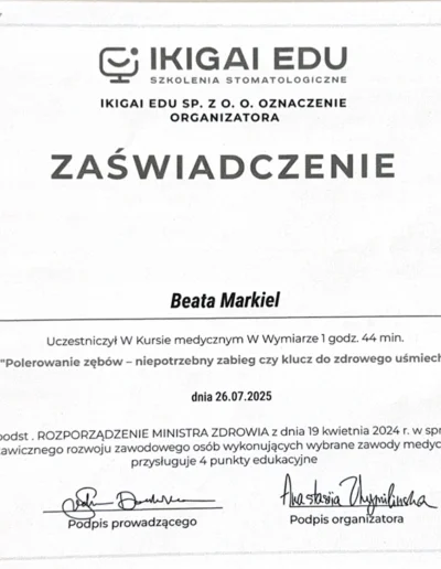 Certyfikat Beata Merkel